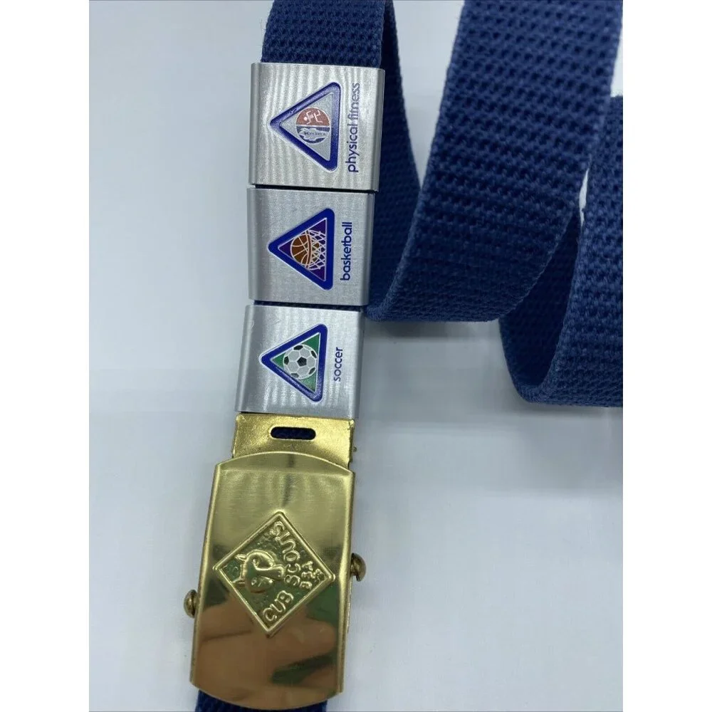 Cub Scouts Belt and Buckle with 3 Sports Fitness Slides Boys Blue Adjustable 38